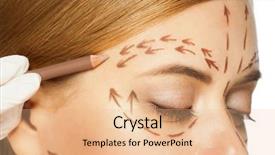  Presentation with plastic surgery - Slides enhanced with drawing therapy - beautiful young caucasian woman background and a coral colored foreground