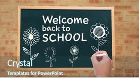  Presentation with welcome back - Presentation design with drawing welcome back to school background and a ocean colored foreground
