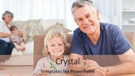  Presentation with childrens drawing - Presentation theme consisting of drawing with his grand father background and a coral colored foreground