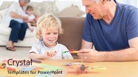  Presentation with drawing boxing - Presentation theme featuring drawing with his grand father background and a coral colored foreground