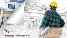  Presentation with contractor - Beautiful PPT layouts featuring drawing with page corner flipping backdrop and a white colored foreground