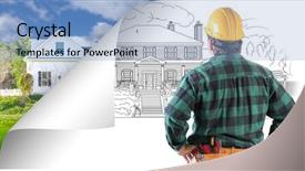  Presentation with contractor - Slide deck with drawing with page corner flipping background and a light blue colored foreground