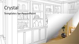  Presentation with photo album page - Beautiful PPT layouts featuring drawing with page corner flipping backdrop and a  colored foreground