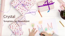  Presentation with happy mothers day - Presentation consisting of kids drawings - little girl drawing happy mother's background and a cream colored foreground