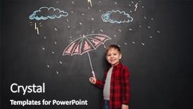  Presentation with umbrella - Slides having drawings of a rain background and a dark gray colored foreground