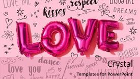  Presentation with letter - PPT theme with drawings on a pink background and a coral colored foreground