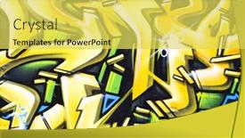  Presentation with graffiti - Amazing presentation design having drawings-on-a-wall-segment backdrop and a yellow colored foreground