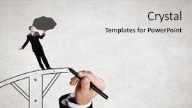  Presentation with gap - Audience pleasing theme consisting of drawn bridge over gap backdrop and a light gray colored foreground