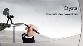  Presentation with gap - Presentation design enhanced with drawn bridge over gap background and a  colored foreground