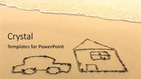  Presentation with sea cartoon - PPT layouts having drawn on the sea beach background and a lemonade colored foreground