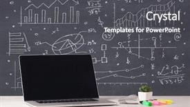  Presentation with desktop - Beautiful PPT layouts featuring drawn pie charts graph backdrop and a dark gray colored foreground