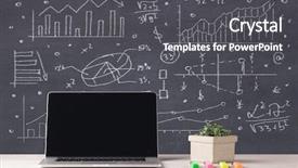  Presentation with desktop - Beautiful slides featuring drawn pie charts graphs number backdrop and a dark gray colored foreground