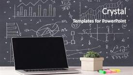  Presentation with desktop - Audience pleasing PPT theme consisting of drawn pie charts graphs number backdrop and a dark gray colored foreground