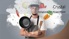  Presentation with mushroom cloud - Cool new presentation with drawn vegetables on cloud backdrop and a  colored foreground