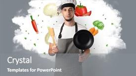  Presentation with mushroom cloud - PPT layouts featuring drawn vegetables on cloud background and a gray colored foreground