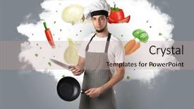  Presentation with mushroom cloud - Beautiful PPT layouts featuring drawn vegetables on cloud backdrop and a coral colored foreground