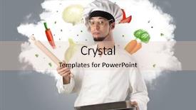  Presentation with mushroom cloud - Beautiful theme featuring drawn vegetables on cloud backdrop and a lemonade colored foreground