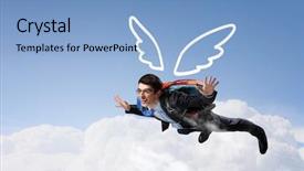  Presentation with angel wings stairway to heaven - Presentation design with drawn wings flying in sky background and a  colored foreground