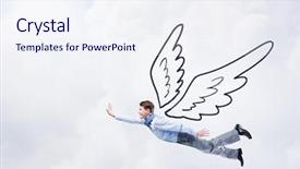  Presentation with sky diving skydiving - Beautiful slides featuring drawn wings flying in sky backdrop and a sky blue colored foreground