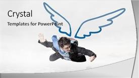  Presentation with angel wings stairway to heaven - Slide set consisting of drawn wings flying in sky background and a white colored foreground