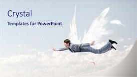  Presentation with flying - Audience pleasing PPT theme consisting of drawn wings flying in sky backdrop and a sky blue colored foreground