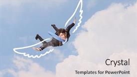  Presentation with flying - Amazing presentation having drawn wings flying in sky backdrop and a light gray colored foreground