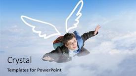  Presentation with flying - Presentation design enhanced with drawn wings flying in sky background and a  colored foreground