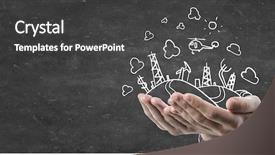  Presentation with pump - PPT theme featuring drawn with chalk oil pump background and a dark gray colored foreground