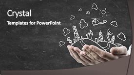  Presentation with pump - Theme having drawn with chalk oil pump background and a dark gray colored foreground