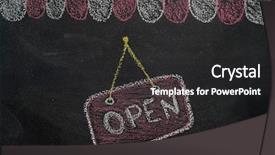  Presentation with grand opening cafe - Slides enhanced with drawn with chalk on blackboard background and a dark gray colored foreground