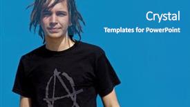  Presentation with teen - Audience pleasing presentation theme consisting of dreadlocked teen with anarchy t backdrop and a teal colored foreground