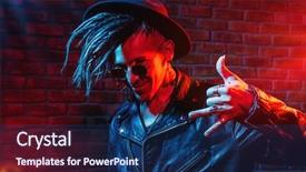  Presentation with disco - Audience pleasing PPT layouts consisting of dreadlocks party disco colorful light backdrop and a navy blue colored foreground