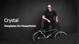  Presentation with bmx - PPT theme featuring dreadlocks standing with his bmx background and a dark gray colored foreground