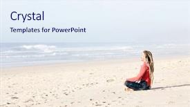  Presentation with special education young adult man - Audience pleasing PPT theme consisting of dreadlocks wearing wetsuit sitting cross backdrop and a sky blue colored foreground