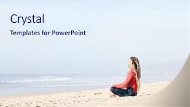  Presentation with harmony - Cool new PPT theme with dreadlocks wearing wetsuit sitting cross backdrop and a sky blue colored foreground