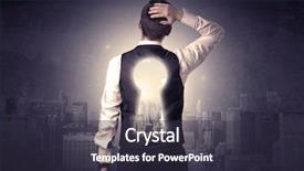  Presentation with keyhole - Cool new PPT theme with dream analysis - young businessman standing and thinking backdrop and a  colored foreground