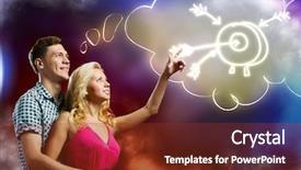  Presentation with young happy couple - Colorful PPT theme enhanced with dream believe achieve - young happy couple dreaming backdrop and a  colored foreground