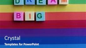  Presentation with dream - Colorful slides enhanced with dream big word on rainbow background backdrop and a ocean colored foreground