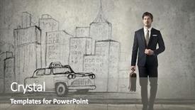  Presentation with taxi - Amazing PPT theme having dream car - businessman waiting for a taxi backdrop and a gray colored foreground