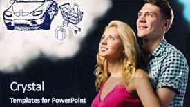  Presentation with young happy couple - Colorful slide deck enhanced with dream car - young happy couple dreaming backdrop and a  colored foreground