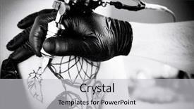  Presentation with dream catcher - Cool new slide set with dream catcher - process of making tattoo close backdrop and a light gray colored foreground