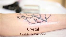  Presentation with tattoo - Colorful presentation theme enhanced with dream catcher - process of making tattoo close backdrop and a lemonade colored foreground