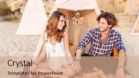  Presentation with beautiful black women smiling - Amazing slides having dream catcher - young beautiful smiling hippie couple backdrop and a coral colored foreground