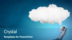  Presentation with ideas - Colorful presentation theme enhanced with businessman and ideas in his head backdrop and a ocean colored foreground