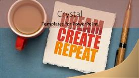  Presentation with inspirational abstract - PPT theme consisting of dream-create-repeat-inspirational-concept background and a coral colored foreground