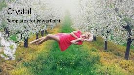  Presentation with beauty pageant - Cool new PPT theme with dream fantasy - romantic levitating blonde beauty backdrop and a light gray colored foreground