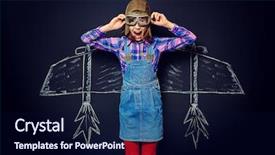  Presentation with imagination - Cool new theme with dream flight cheerful girl imagines herself a pilot childhood fantasy imagination backdrop and a navy blue colored foreground