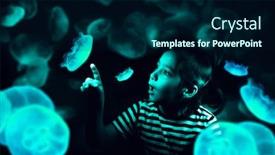 Presentation with jellyfish - Slide set enhanced with dream-flying-with-water background and a navy blue colored foreground