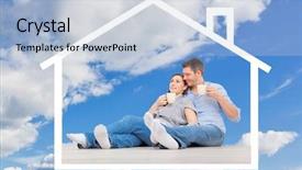  Presentation with dream - Amazing slide set having dream home family - living backdrop and a light blue colored foreground