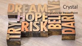  Presentation with inspirational abstract - PPT theme featuring dream hope believe dare risk background and a coral colored foreground